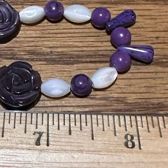 Vintage Handcrafted Moonstone & Amethyst Necklace 16” - Picture 4 of 6